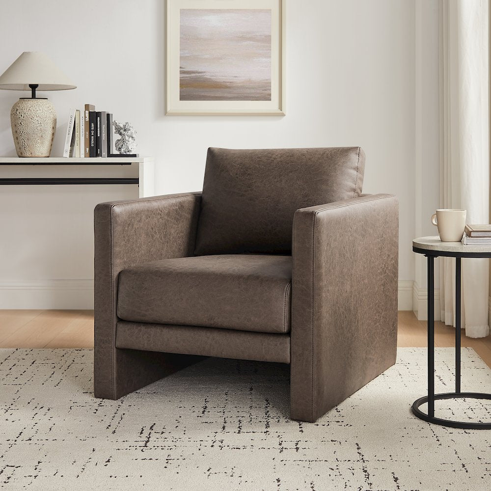 Tybee Espresso Faux Leather Arm Chair