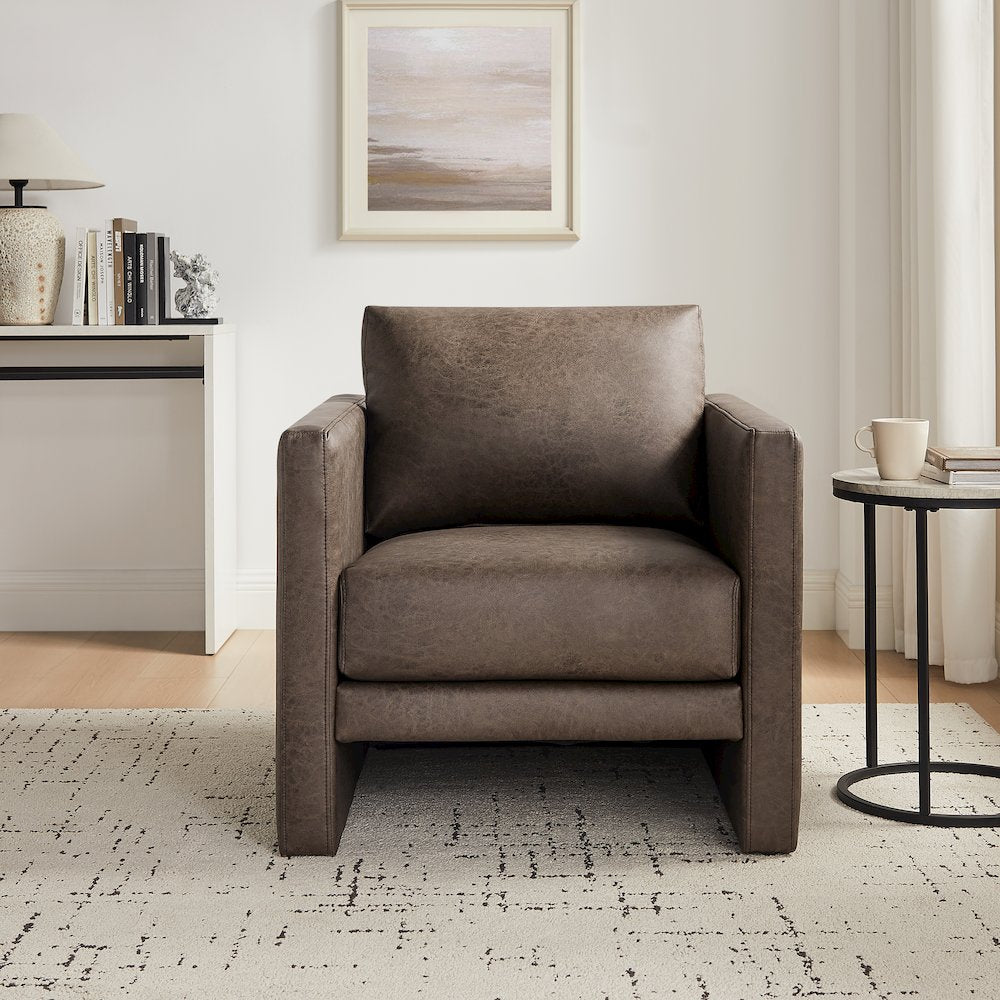Tybee Espresso Faux Leather Arm Chair