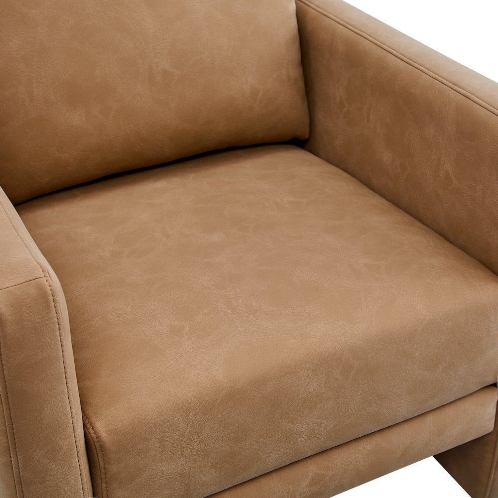 Tybee Honey Brown Faux Leather Arm Chair
