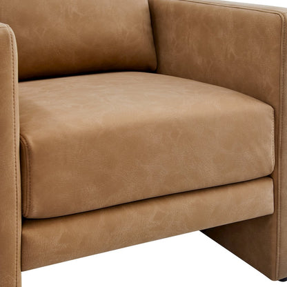 Tybee Honey Brown Faux Leather Arm Chair