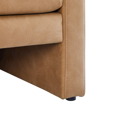 Tybee Honey Brown Faux Leather Arm Chair