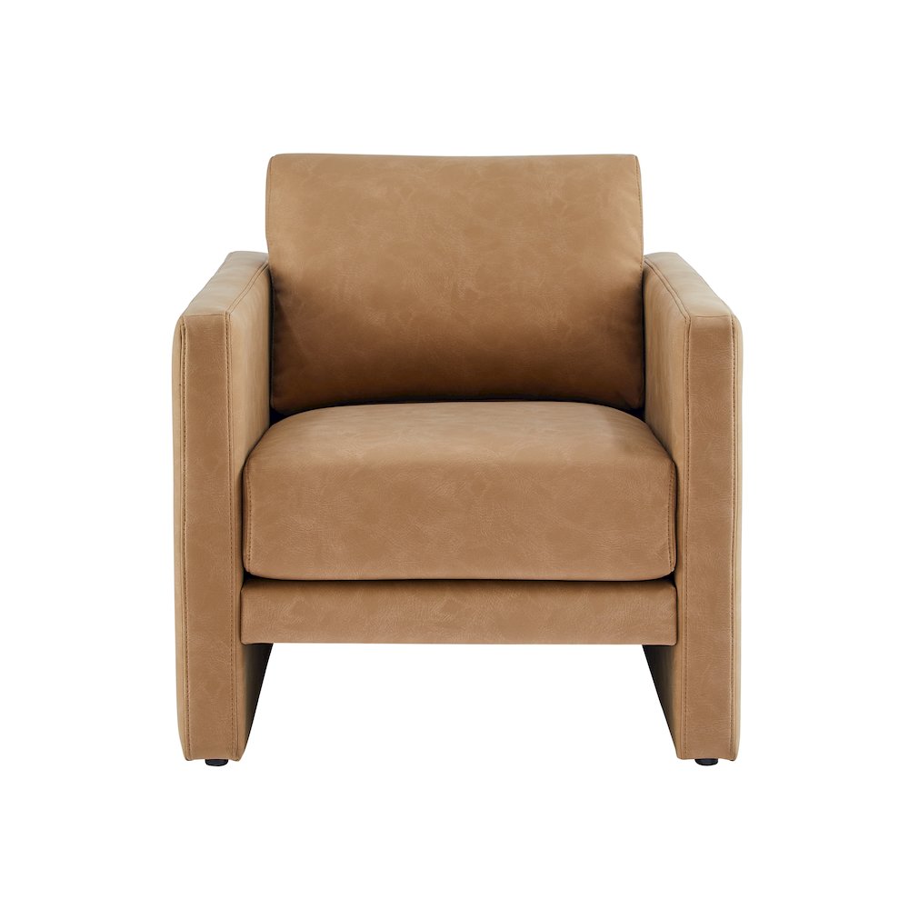 Tybee Honey Brown Faux Leather Arm Chair