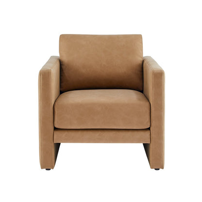 Tybee Honey Brown Faux Leather Arm Chair