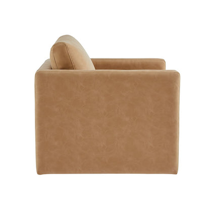 Tybee Honey Brown Faux Leather Arm Chair