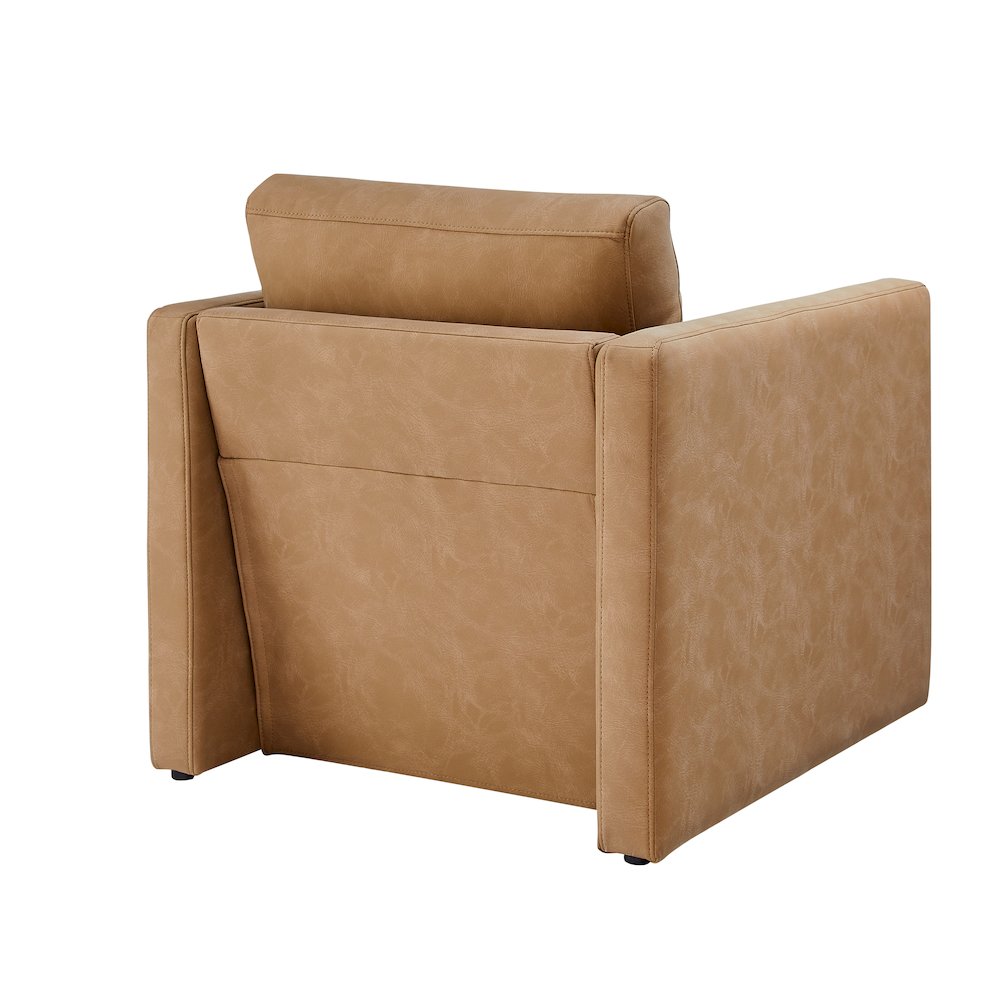 Tybee Honey Brown Faux Leather Arm Chair
