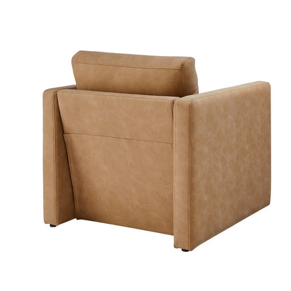 Tybee Honey Brown Faux Leather Arm Chair
