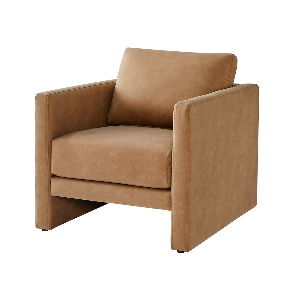 Tybee Honey Brown Faux Leather Arm Chair