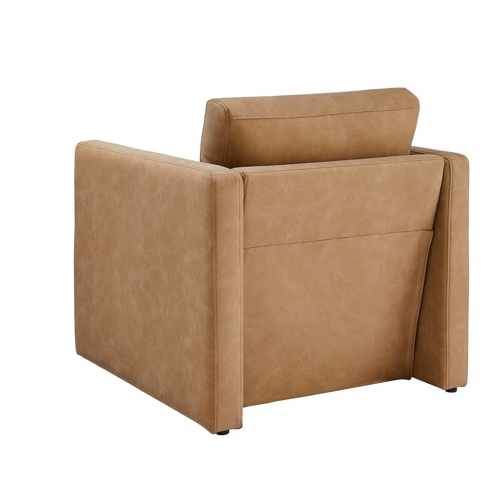 Tybee Honey Brown Faux Leather Arm Chair