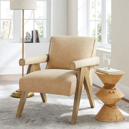 Navassa Modern Faux Leather Arm Chair - Sand