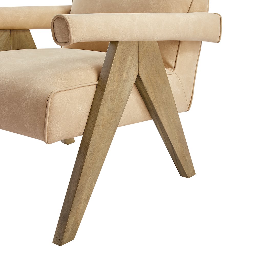 Navassa Modern Faux Leather Arm Chair - Sand