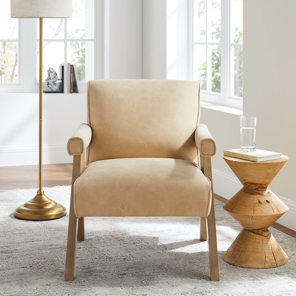 Navassa Modern Faux Leather Arm Chair - Sand