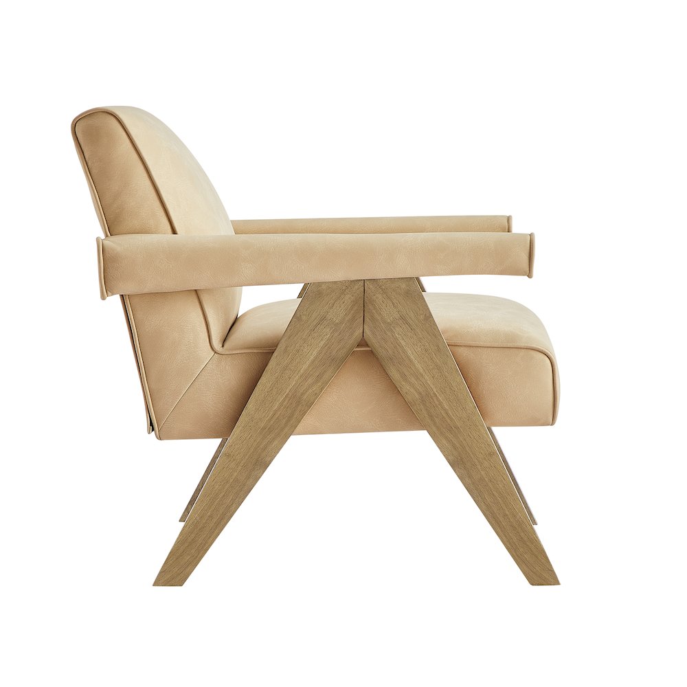 Navassa Modern Faux Leather Arm Chair - Sand