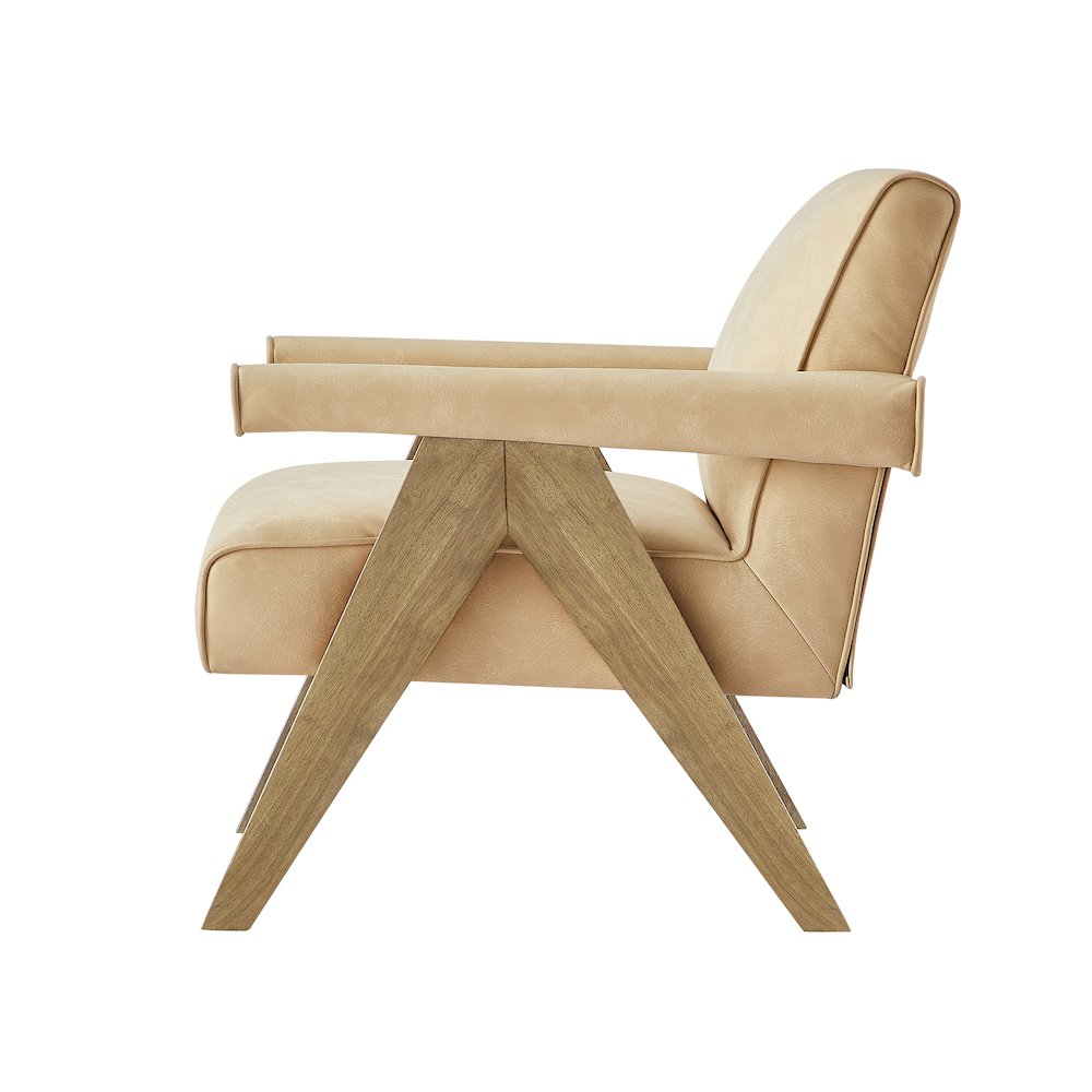 Navassa Modern Faux Leather Arm Chair - Sand