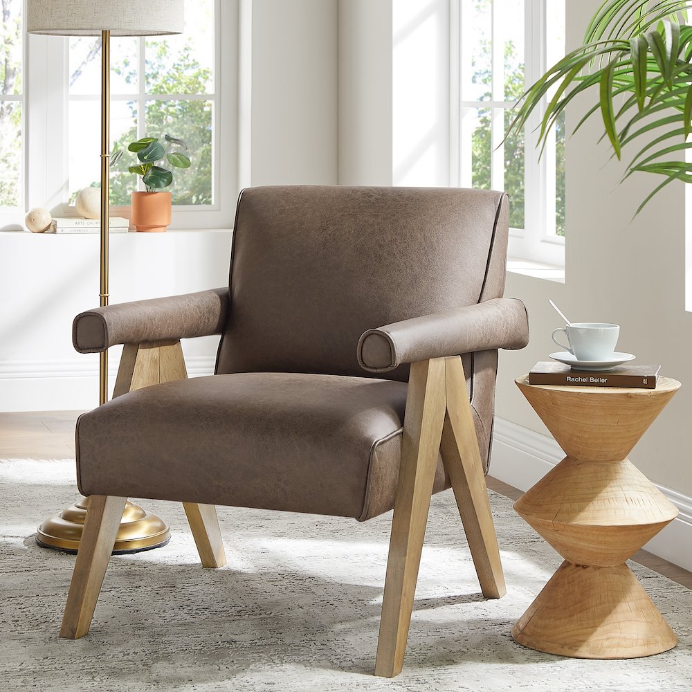 Navassa Modern Faux Leather Arm Chair - Espresso