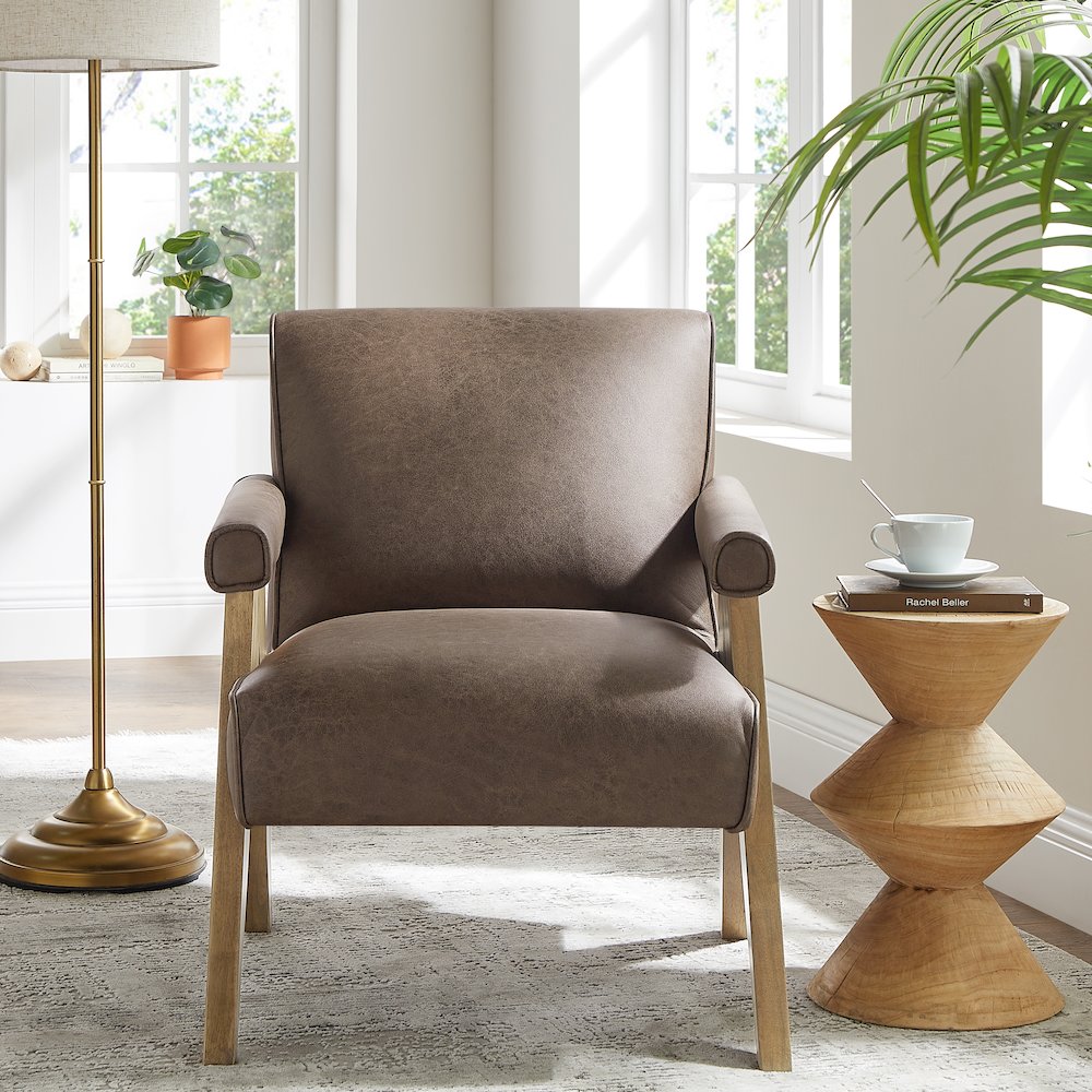 Navassa Modern Faux Leather Arm Chair - Espresso