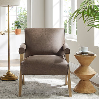 Navassa Modern Faux Leather Arm Chair - Espresso