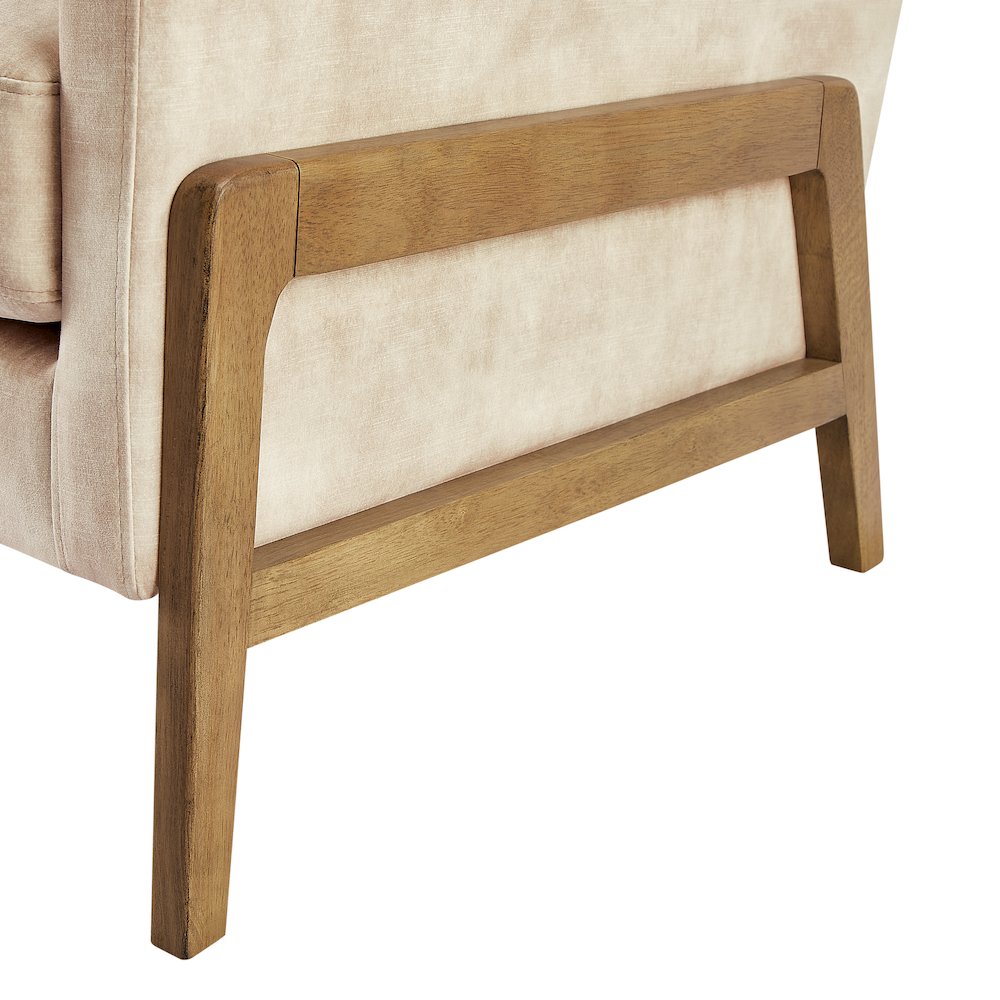Macon Wood Arm Tufted Back Accent Chair - Sand