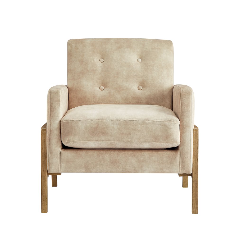 Macon Wood Arm Tufted Back Accent Chair - Sand
