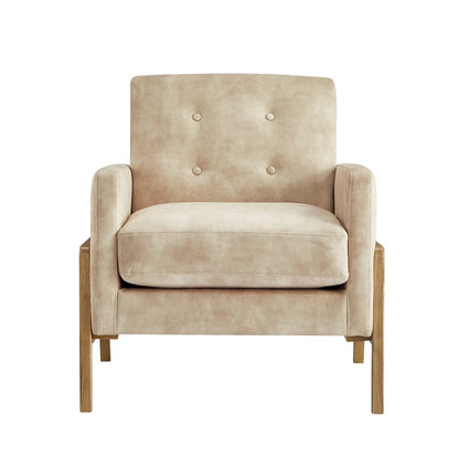 Macon Wood Arm Tufted Back Accent Chair - Sand