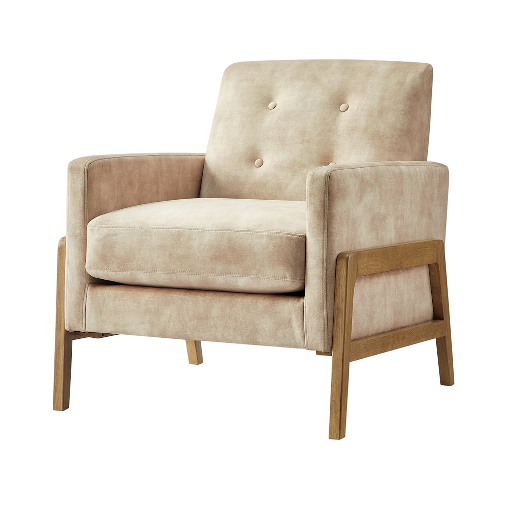 Macon Wood Arm Tufted Back Accent Chair - Sand