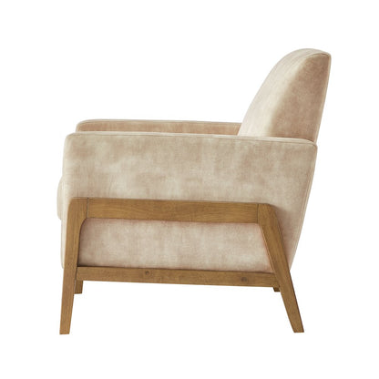 Macon Wood Arm Tufted Back Accent Chair - Sand