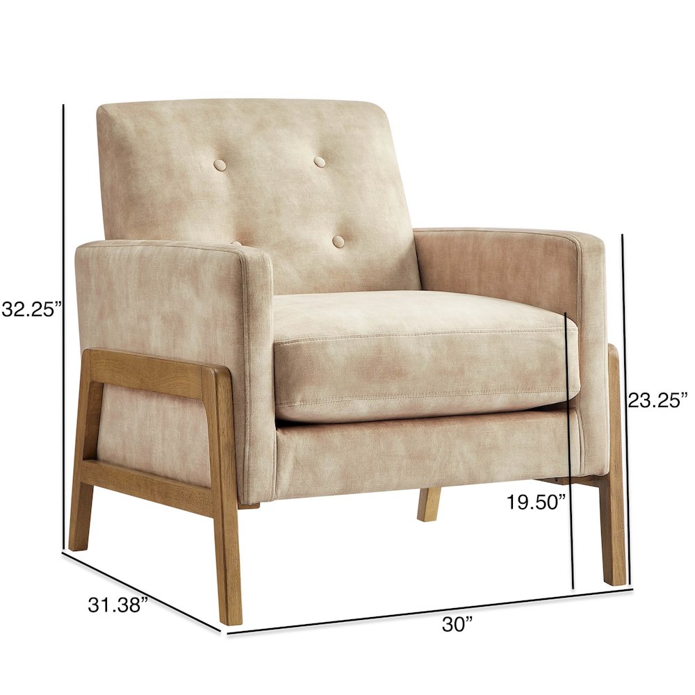 Macon Wood Arm Tufted Back Accent Chair - Sand