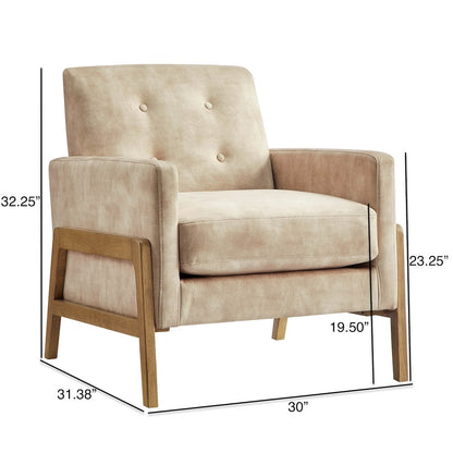 Macon Wood Arm Tufted Back Accent Chair - Sand