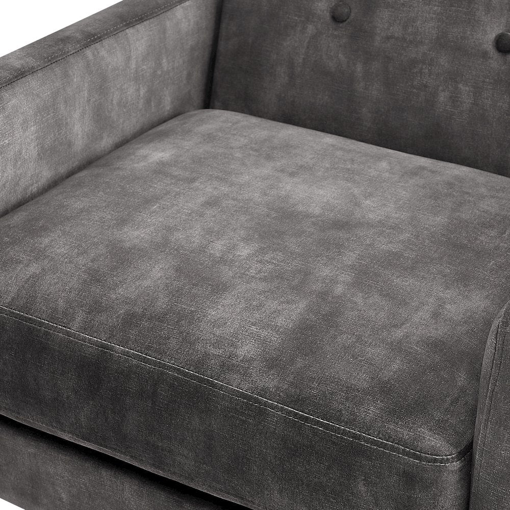 Macon Wood Arm Tufted Back Accent Chair - Coal