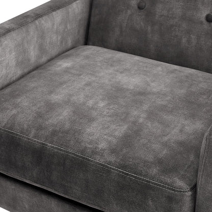 Macon Wood Arm Tufted Back Accent Chair - Coal