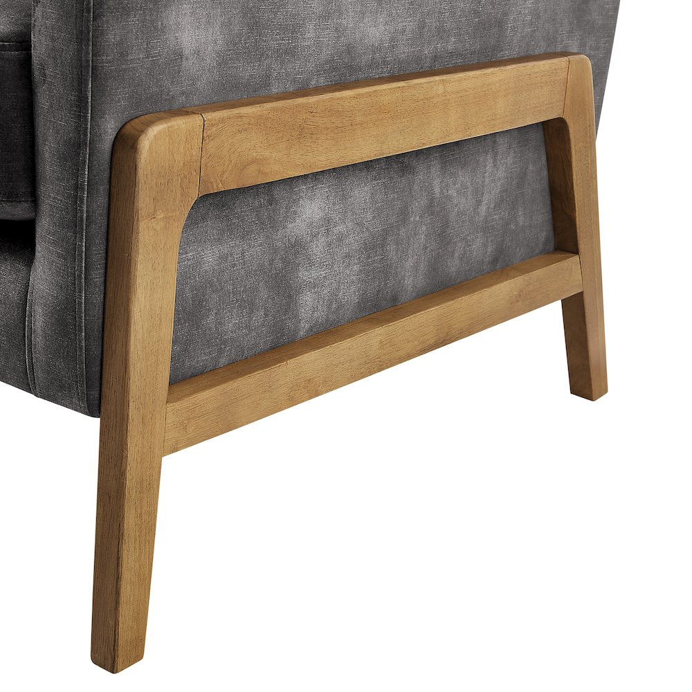Macon Wood Arm Tufted Back Accent Chair - Coal