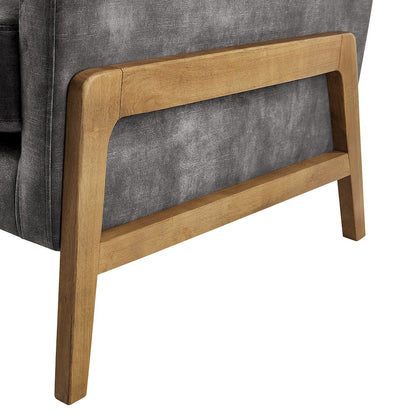 Macon Wood Arm Tufted Back Accent Chair - Coal