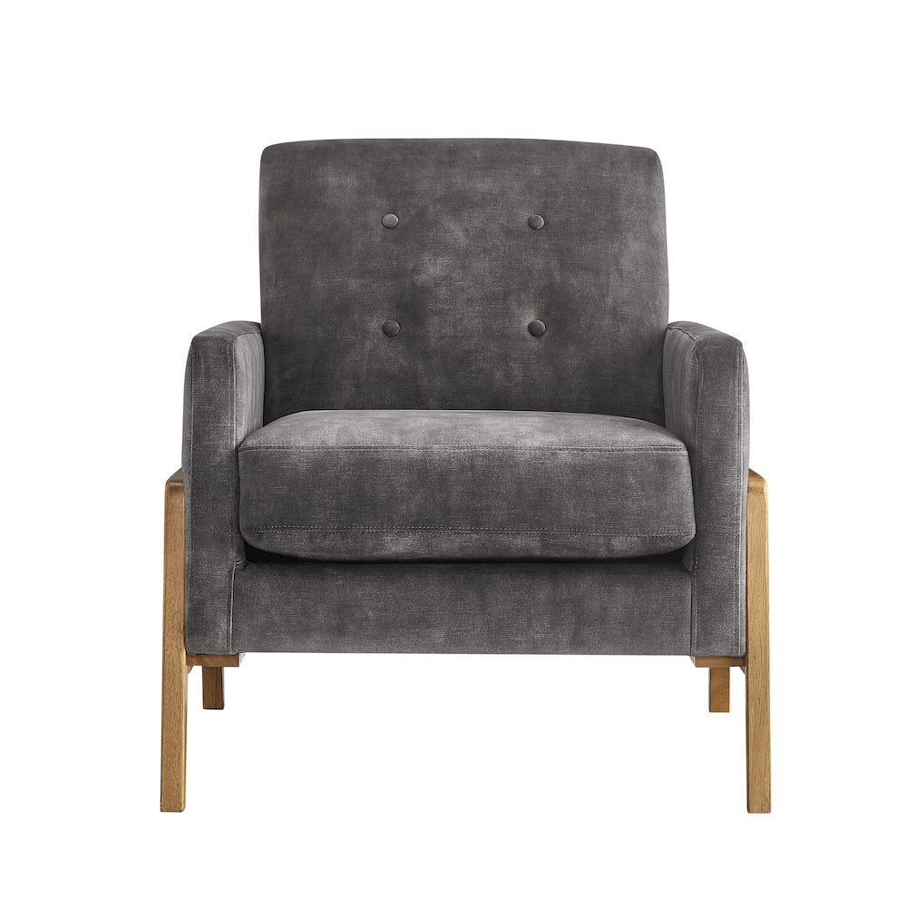 Macon Wood Arm Tufted Back Accent Chair - Coal