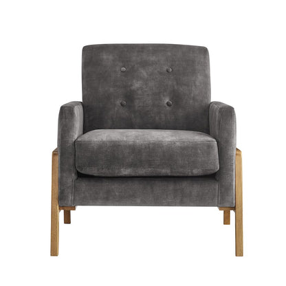 Macon Wood Arm Tufted Back Accent Chair - Coal