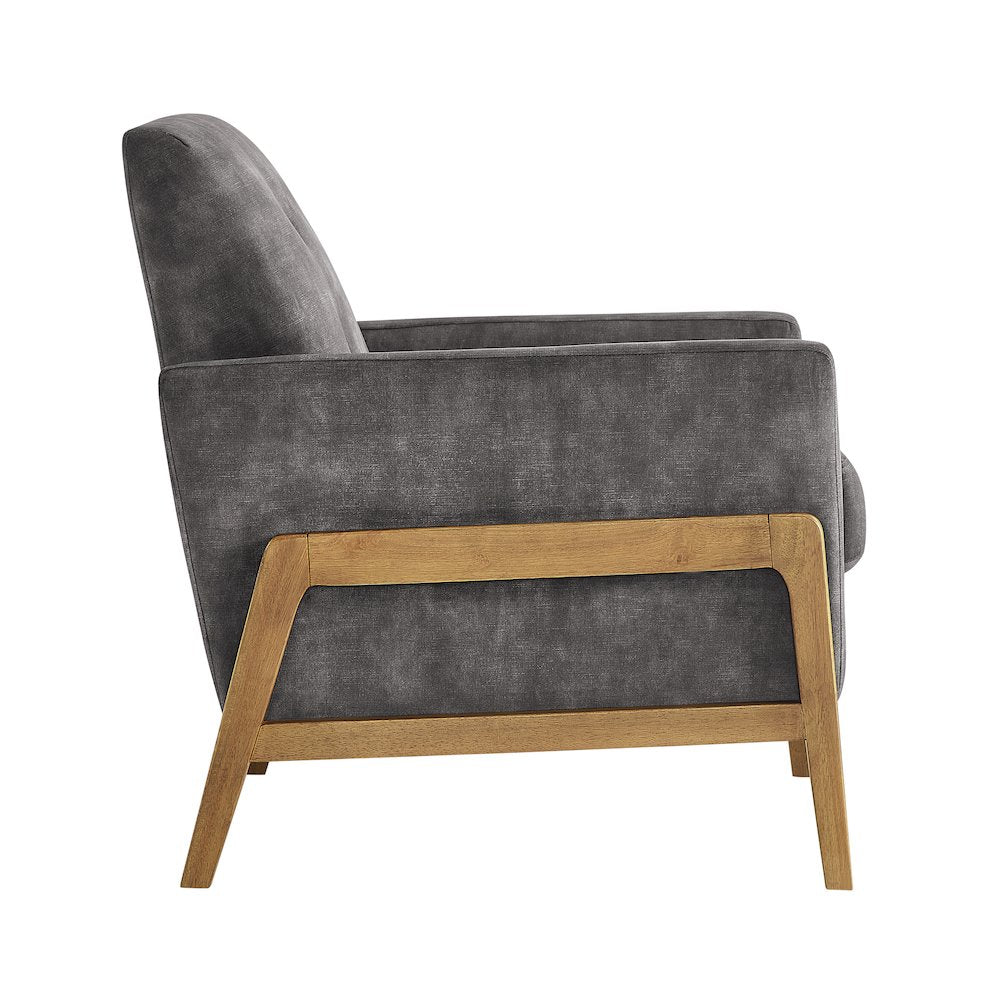 Macon Wood Arm Tufted Back Accent Chair - Coal