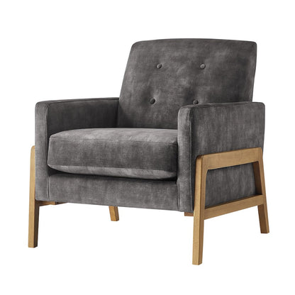Macon Wood Arm Tufted Back Accent Chair - Coal