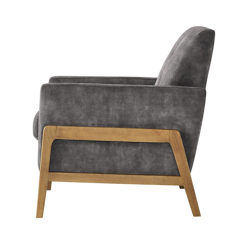 Macon Wood Arm Tufted Back Accent Chair - Coal