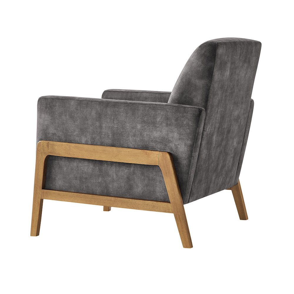 Macon Wood Arm Tufted Back Accent Chair - Coal