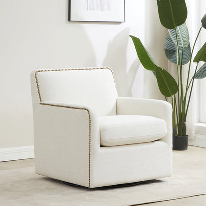 Tolland Swivel Accent Chair with Nailhead Trim - Cream