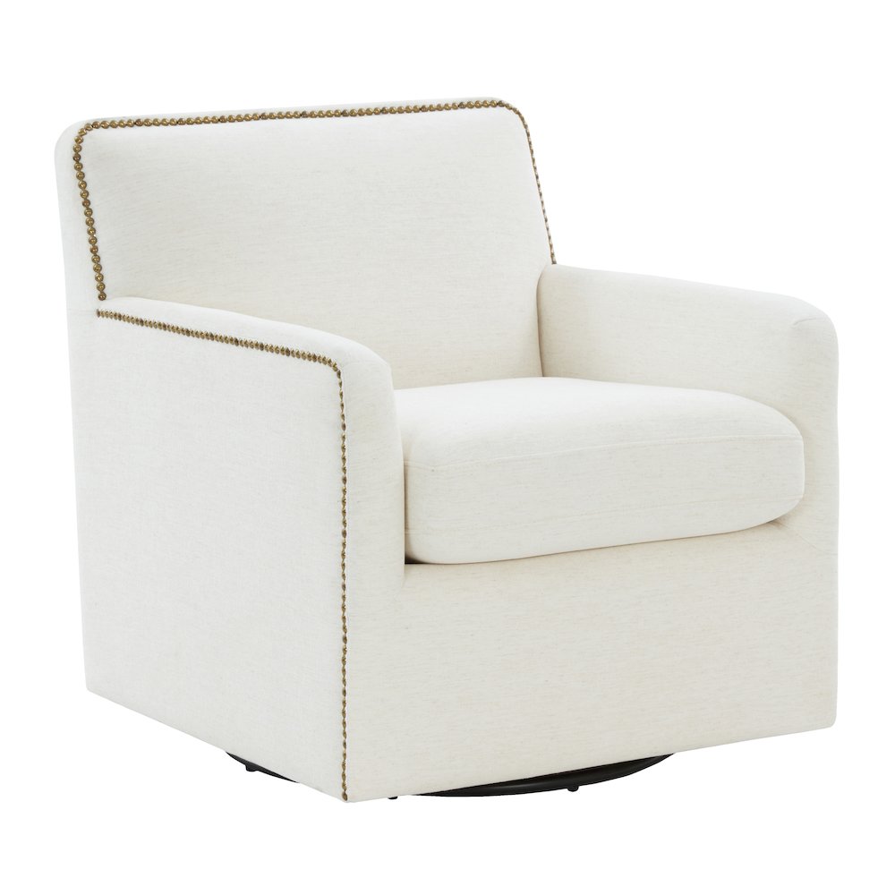 Tolland Swivel Accent Chair with Nailhead Trim - Cream