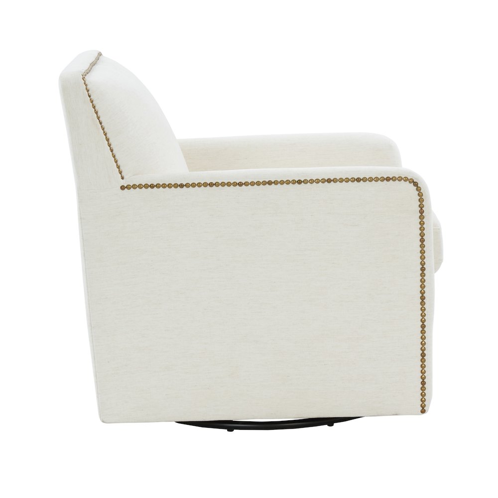 Tolland Swivel Accent Chair with Nailhead Trim - Cream