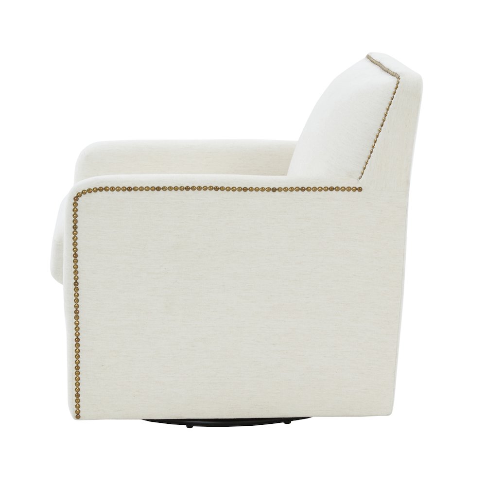 Tolland Swivel Accent Chair with Nailhead Trim - Cream