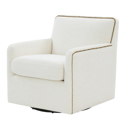 Tolland Swivel Accent Chair with Nailhead Trim - Cream