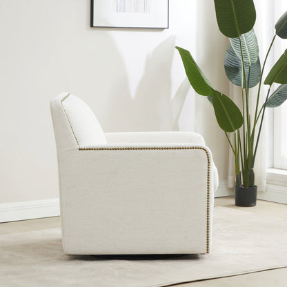 Tolland Swivel Accent Chair with Nailhead Trim - Cream