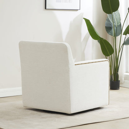 Tolland Swivel Accent Chair with Nailhead Trim - Cream