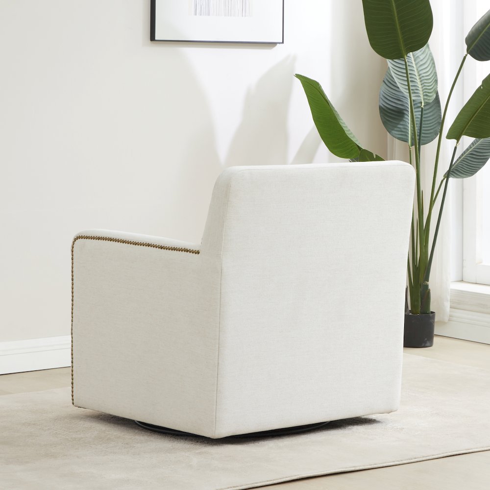 Tolland Swivel Accent Chair with Nailhead Trim - Cream