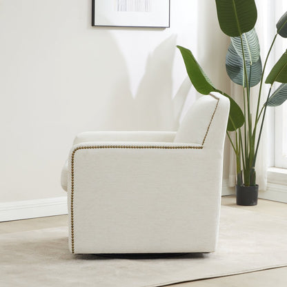 Tolland Swivel Accent Chair with Nailhead Trim - Cream