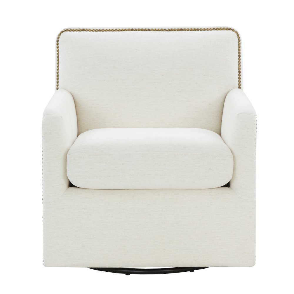Tolland Swivel Accent Chair with Nailhead Trim - Cream