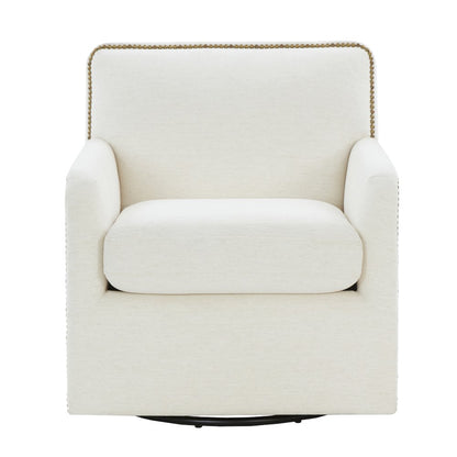 Tolland Swivel Accent Chair with Nailhead Trim - Cream