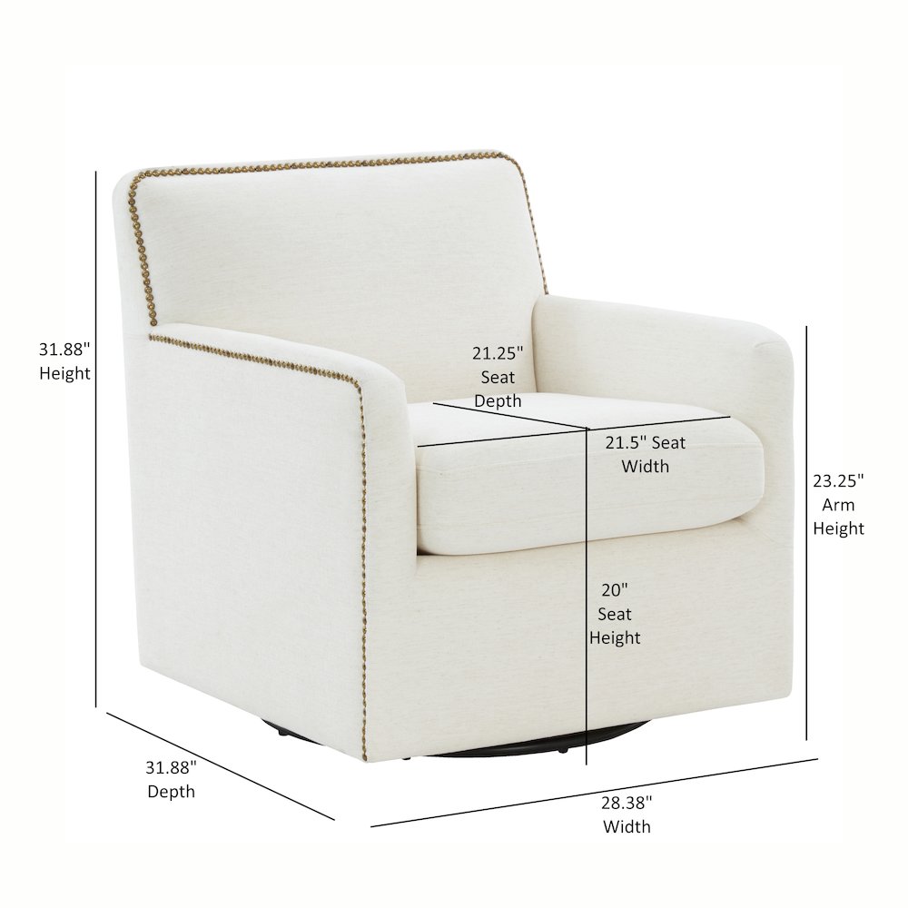 Tolland Swivel Accent Chair with Nailhead Trim - Cream