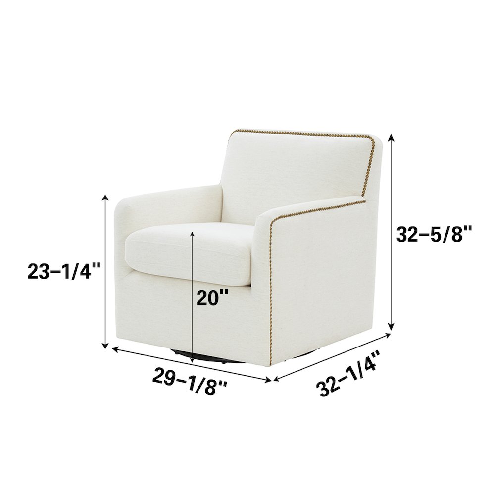 Tolland Swivel Accent Chair with Nailhead Trim - Cream